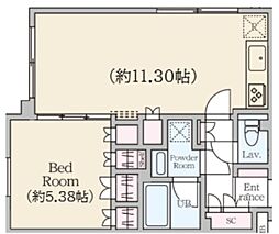 ReveResidence初台 2階1LDKの間取り