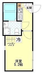 コンフォート東四ツ木 2階1Kの間取り