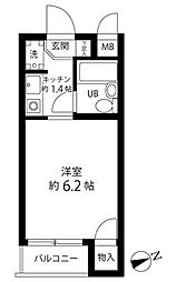 パーソネージュ目黒不動前 1Kの間取図画像