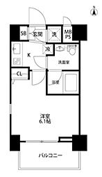 JR山手線 浜松町駅 徒歩7分の賃貸マンション 4階1Kの間取り