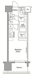 ザ・パークハビオ目黒 ワンルームの間取図画像