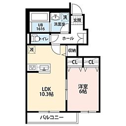 コントレイルI 1LDKの間取図画像