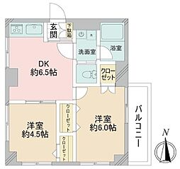 メイゾンアサヒ 2DKの間取図画像