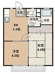 ときわハイツ 2DKの間取図画像