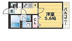 リブリ・新神戸 3階1Kの間取り