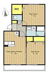 JR相模線 橋本駅 バス12分 内出下車 徒歩1分の賃貸アパート 2階2LDKの間取り