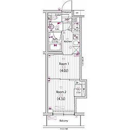 ガーラ・ヒルズ千歳烏山 3階2Kの間取り