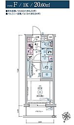 リヴシティ恵比寿 1Kの間取図画像