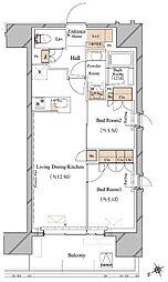 ブランシエスタ浅草蔵前 2LDKの間取図画像