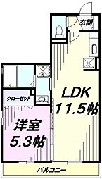セゾントレビナ 3階1LDKの間取り
