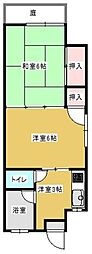 ハイツ白水B 2DKの間取図画像