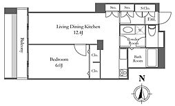 リバーシティ21イーストタワーズ10棟 34階1LDKの間取り