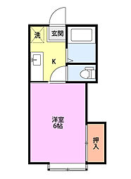 アイビーハウス 1Kの間取図画像