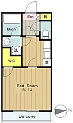 リリーフ・ウエスト 2階1Kの間取り