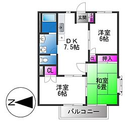 ヴェルディハイツ 3DKの間取図画像