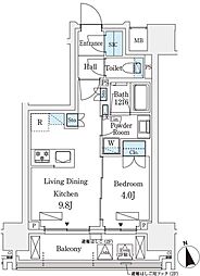 シーズンフラッツ浅草六丁目 1LDKの間取図画像