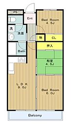 ドミ中屋ビル 3LDKの間取図画像