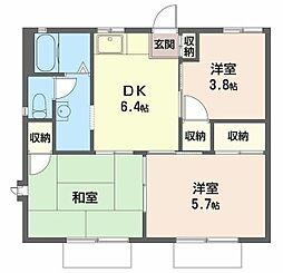 シーダー・ヒルズB 3DKの間取図画像