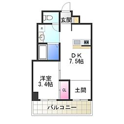 サザンクレスト七道シエル 1DKの間取図画像