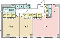 コスモスパジオ用賀 2LDKの間取図画像