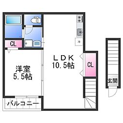 TJ西浜 A 1LDKの間取図画像
