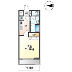 スクエアササイ 1Kの間取図画像
