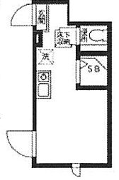 CA氷川台 1階ワンルームの間取り