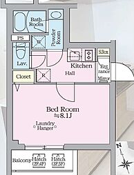 アイルプレミアム西新宿 1Kの間取図画像