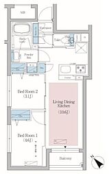 アーバネックス文京小石川 2階2LDKの間取り