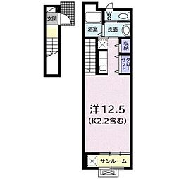 ヴィラパーチ小平 2階ワンルームの間取り