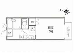 アイビーコート 2階1Kの間取り