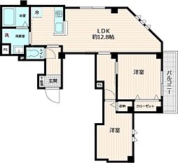 JR山手線 田端駅 徒歩10分の賃貸マンション 2階2LDKの間取り