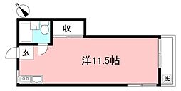 第二三菱荘 1階ワンルームの間取り