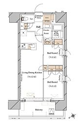 ブランシエスタ浅草蔵前 2LDKの間取図画像