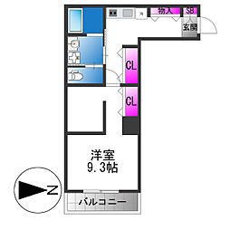 東大阪市豊浦町アパート 1Kの間取図画像