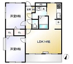 ジュネス栄・2 2LDKの間取図画像