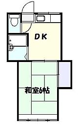 富士荘 1Kの間取図画像