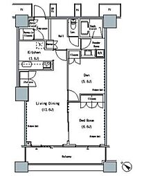 ザ・東京タワーズミッドタワー 23階1SLDKの間取り