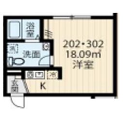 ＨＡＳＡＩ ＢＵＩＬＤＩＮＧ 北千住 3階ワンルームの間取り