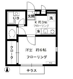 ヴィルヌーブ江古田B 1Kの間取図画像
