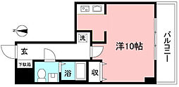 アルモ若松 ワンルームの間取図画像