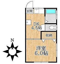ル・クール夏見 1DKの間取図画像