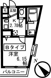 フォセット 1Kの間取図画像