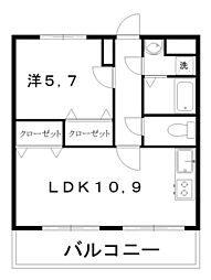 マリベール比島 1LDKの間取図画像