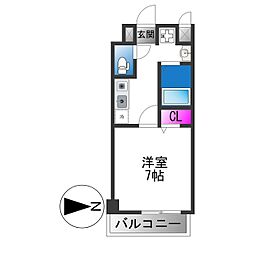 M'PLAZA今里弐番館 1Kの間取図画像
