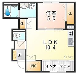 ユーフォリア 1LDKの間取図画像