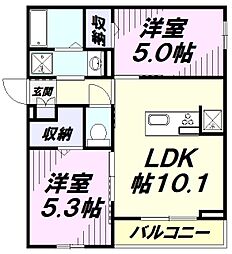 Asset-Court曙町 1階2LDKの間取り
