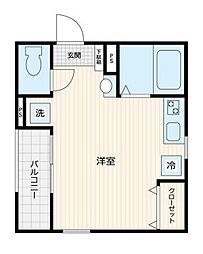 フォレックスコート本蓮沼 3階ワンルームの間取り