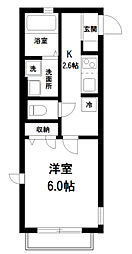 エーデルハイム 1階1Kの間取り