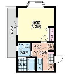 ビッグオレンジ大岡 1Kの間取図画像